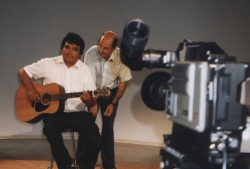 Fred Evans playing guitar on Tribal Trails